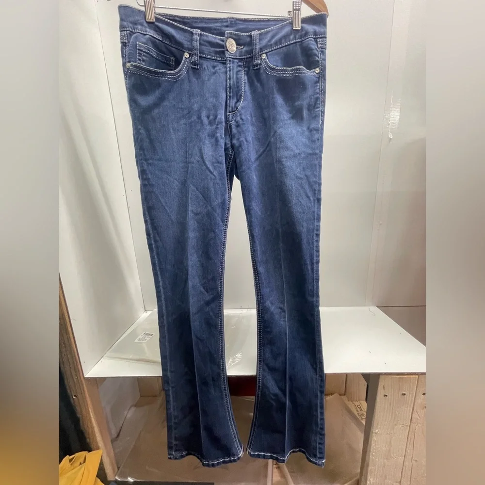 Seven7 Dark Blue low rise Bootcut Jeans Y2K - Picture 1 of 3